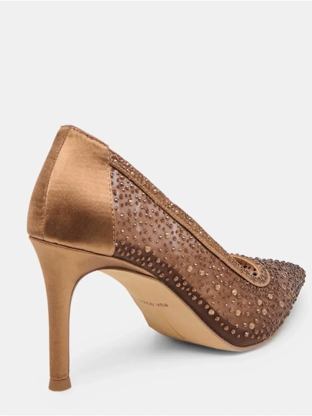 Dolce Vita Bronze Embellished Satin Pointed-Toe Pumps